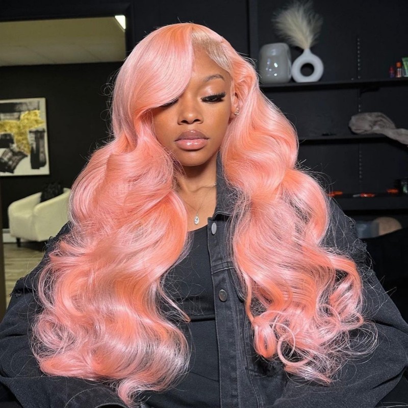 Pink Hair 13*4 Lace Frontal Wigs 130% /180% Density 100% Unprocessed Virgin Human Hair Wigs