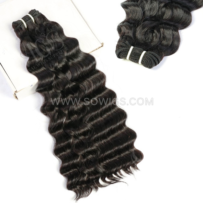 1 Bundle Double Drawn Wavy Curl 100% unprocessed Virgin Human Hair Extension Natural Black