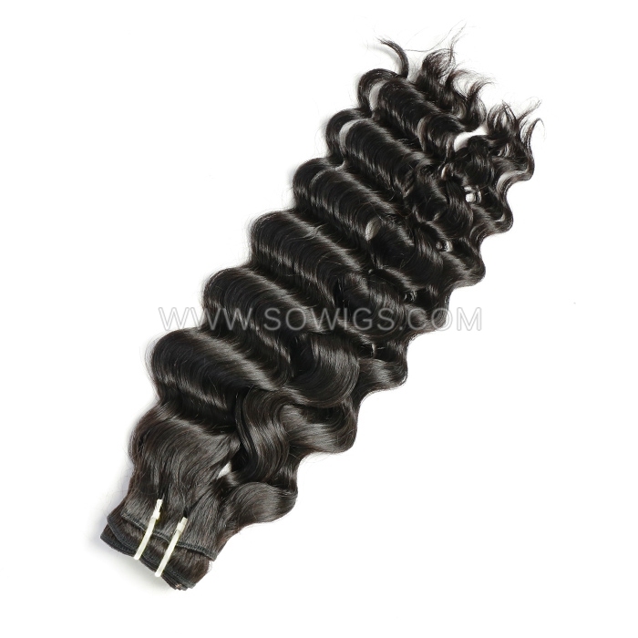 12A Grade Wavy Curl Hair Bundles 1 /3 Bundles Virgin Remy Human Hair Extension Natural Black Color