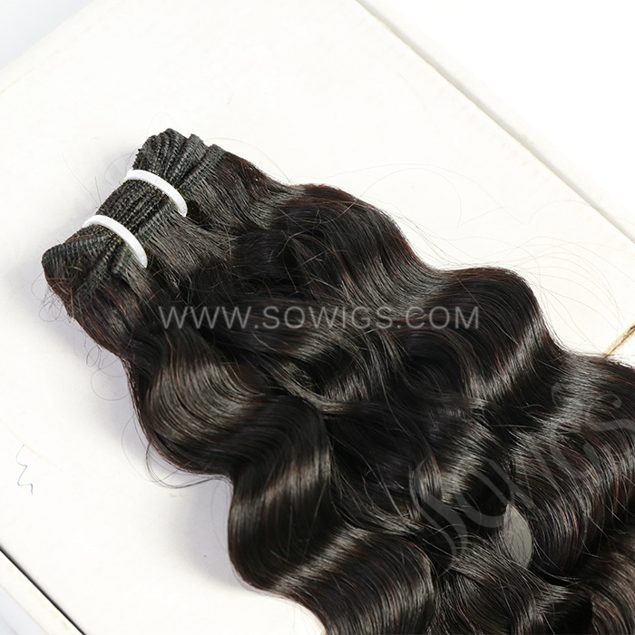 1 Bundle Double Drawn Wavy Curl 100% unprocessed Virgin Human Hair Extension Natural Black