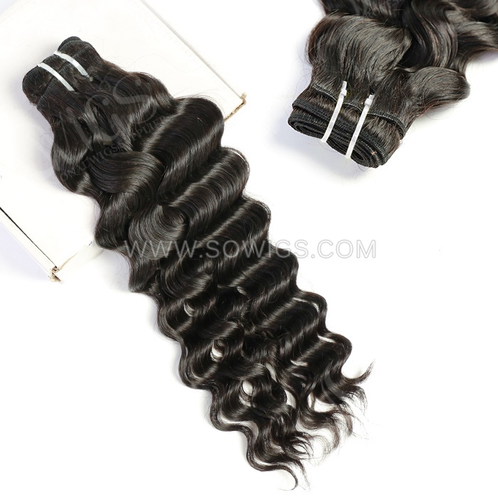 12A Grade Wavy Curl Hair Bundles 1 /3 Bundles Virgin Remy Human Hair Extension Natural Black Color