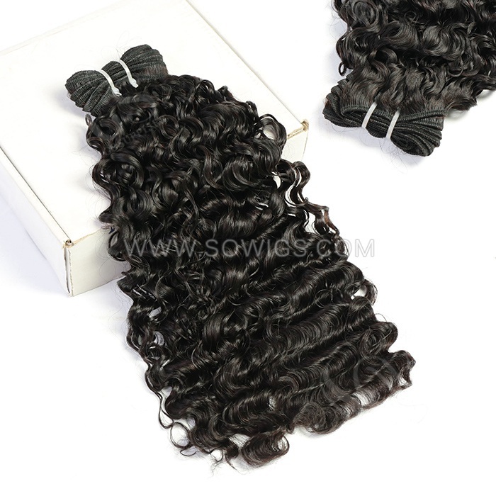 1 Bundle Double Drawn Burmese Curl 100% unprocessed Virgin Human Hair Extension Natural Black