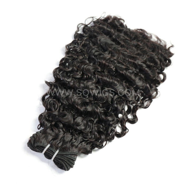 1 Bundle Double Drawn Burmese Curl 100% unprocessed Virgin Human Hair Extension Natural Black