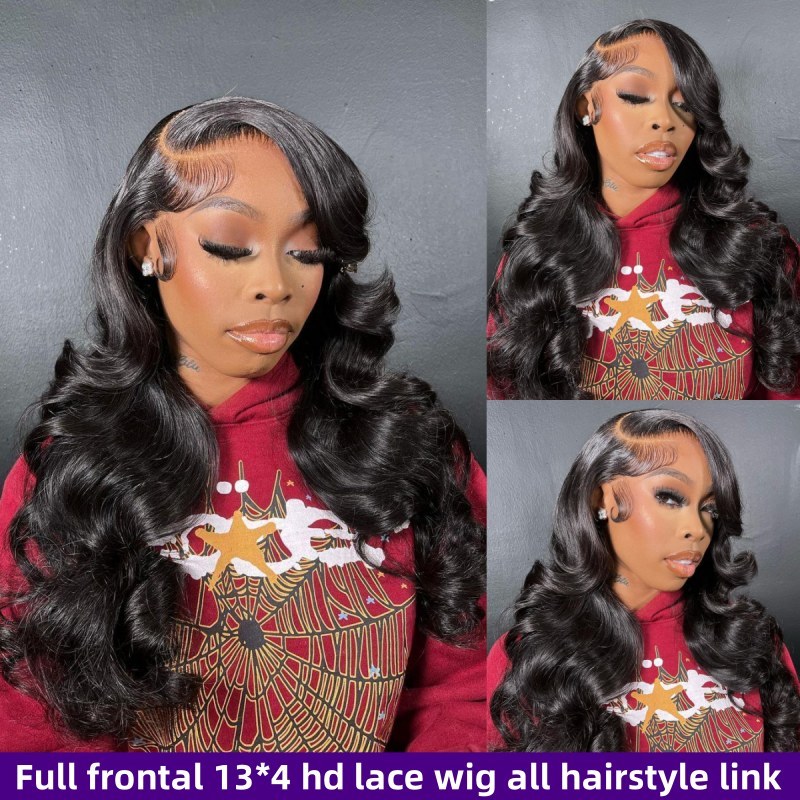 13x4 Full Frontal HD Lace Wigs Glueless Wear Go Lace Wigs Natural Color 100% Virgin Human Hair Natural Color