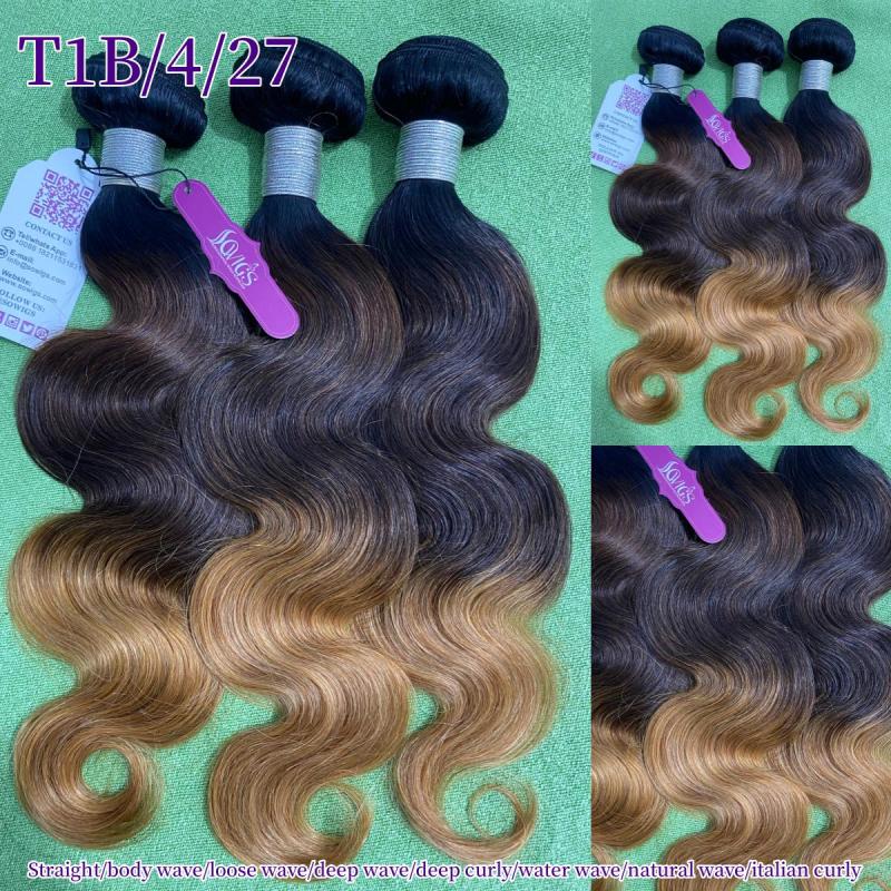 T1b/4/27 Hair Bundles 1 or 3 Bundles Virgin Remy Human Hair Extension Natural Black Color