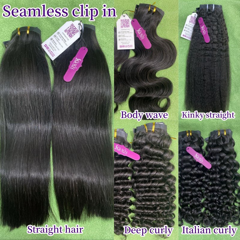 Seamless Clip Extension Premium grade 14inch-30inch Invisible PU Clip Hair Extension 7pcs 120gram / Pack Natural Color