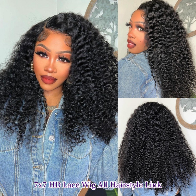【11 hairstyle】7x7 HD Lace Closure Wigs 150% /200% /300% Density Glueless Wear Go Lace Wigs 100% Unprocessed Human Hair Wigs