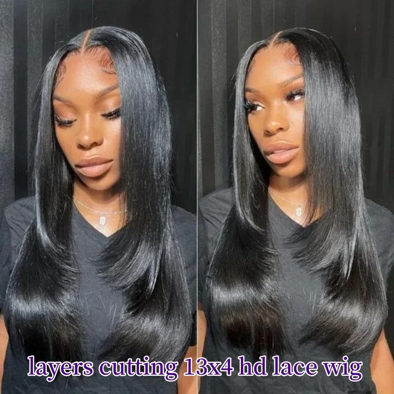 13x4 Full Frontal HD Lace Wigs Glueless Wear Go Lace Wigs Natural Color 100% Virgin Human Hair Wigs