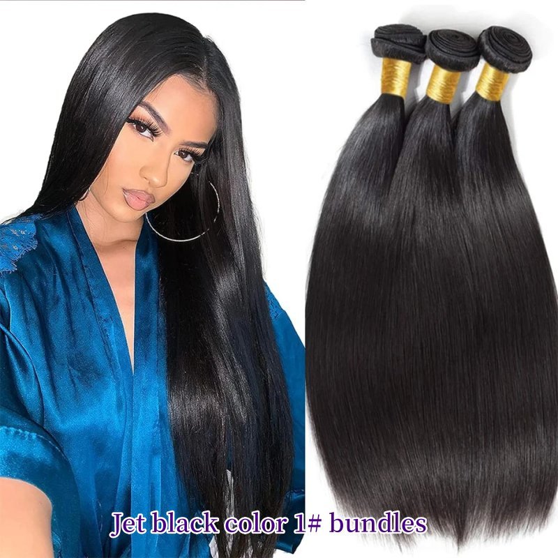 Sowigs Color 1# Jet Black 12A Top Straight Hair Virgin Hair 1/3 Bundles Deal