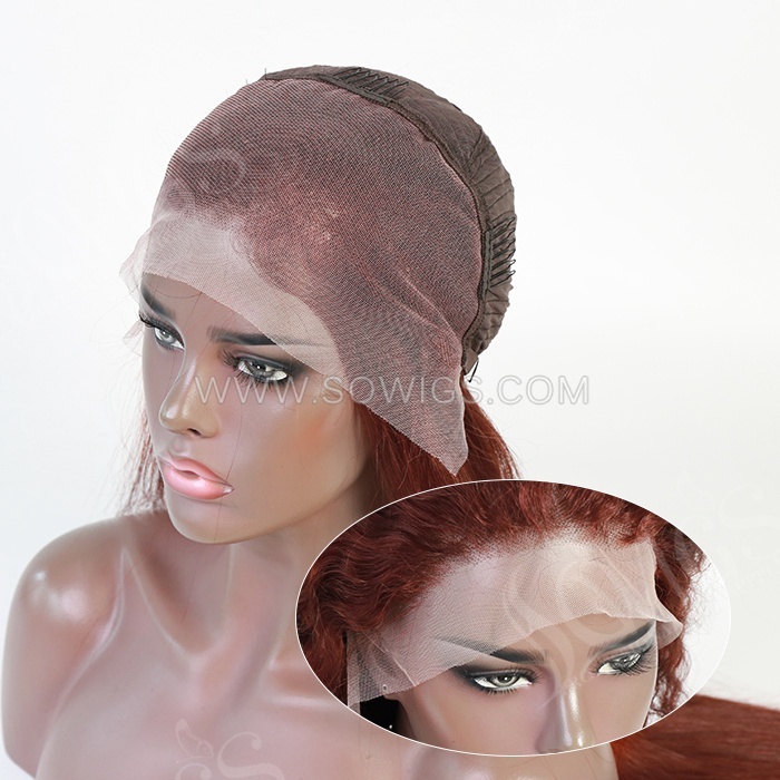 Color 33B# Reddish Brown 13*4 Lace Front Wigs 180% Density Lace Wigs Virgin Human Hair Natural Hairline