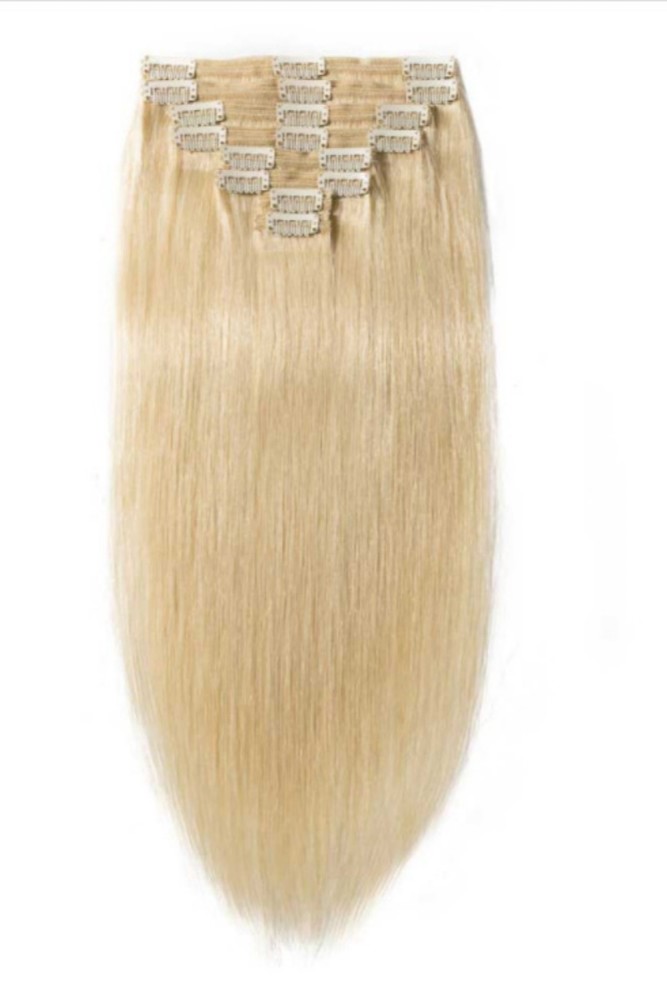 Color 613# Clip ins extension 100% Virgin Human Hair 1Pack 8pcs 120grams