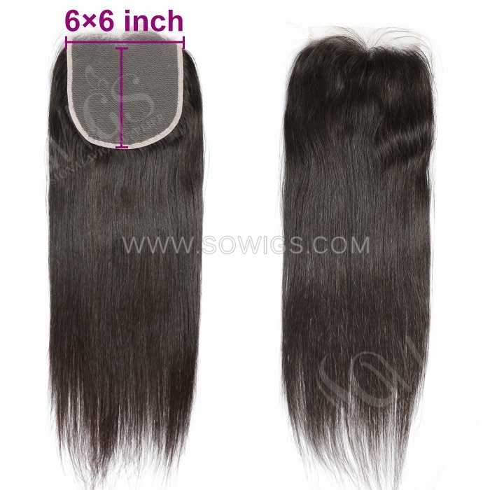 6x6 HD Lace and Transparent Lace Closure 100% Unprocessed Virgin Human Hair Natural Color