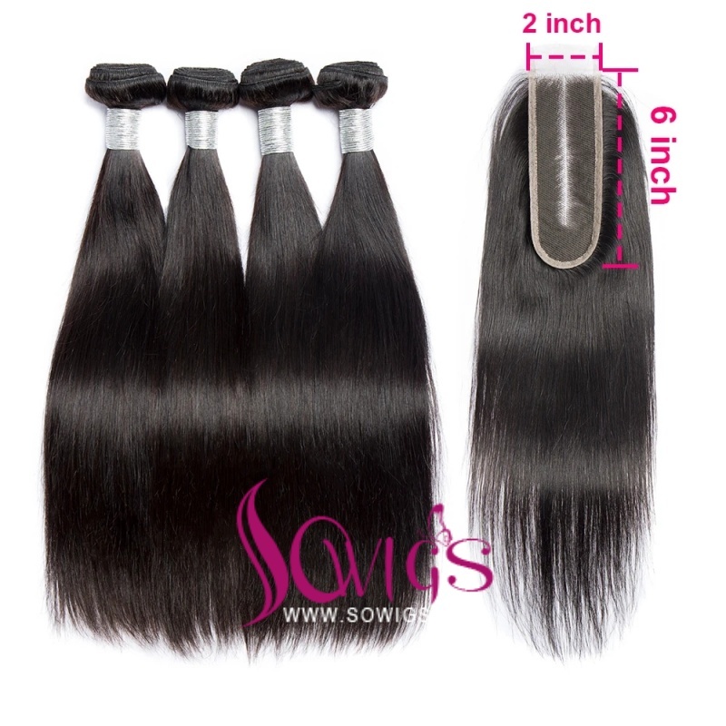 Sowigs One Donors Virgin Hair 3 Bundles with 2x6 HD And Transparent Lace Closure