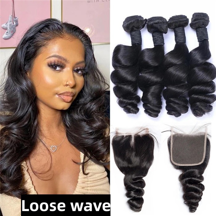 12a Grade 3 Bundle With Lace Closure Free Part Factory Price Various Style 100% unprocessed Virgin Human Hair Extension Natural Color