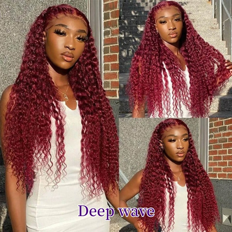 99J Burgundy Lace Front Human Hair Wigs 150%/200% Density Human Hair Wigs Lace Frontal Wigs Natural Hairline