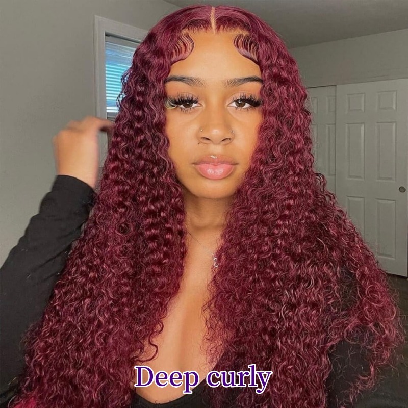 99J Burgundy Lace Front Human Hair Wigs 150%/200% Density Human Hair Wigs Lace Frontal Wigs Natural Hairline