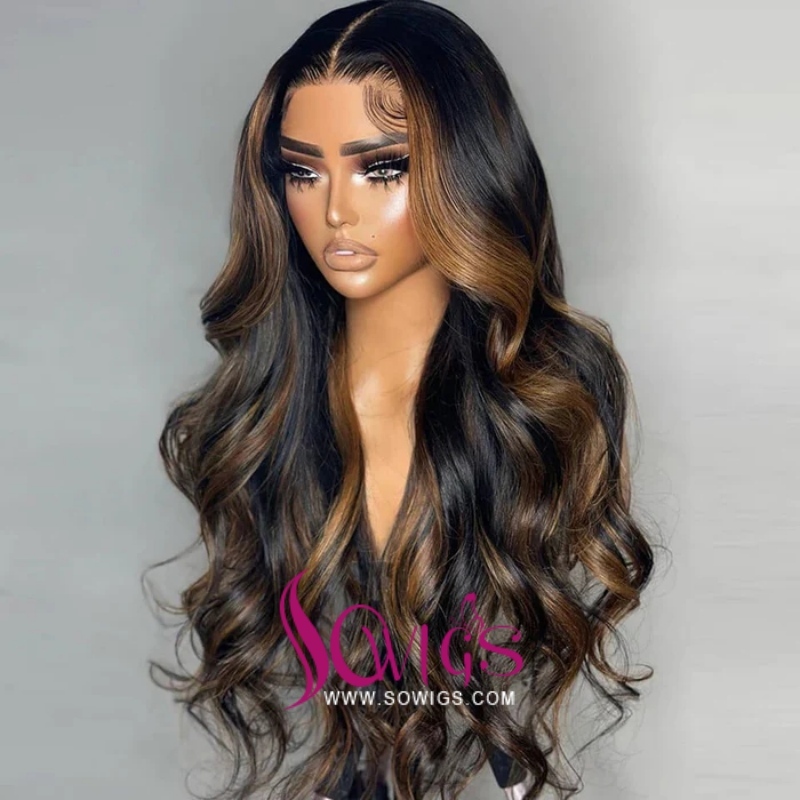 【11 hairstyle】1B/30 Highlights Color 13x4 Full Frontal HD Lace Wigs Glueless Wear Go Lace Wigs 100% Virgin Human Hair