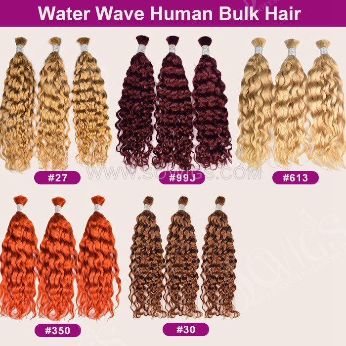 Water Wave 100% Human Hair Color Braiding Hair Bulk No Weft For Bohomia Braiding Adding Hair Length 100g