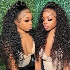 Sowigs Transparent 360 Lace Wigs Deep Curly Virgin Human Hair Natural Color
