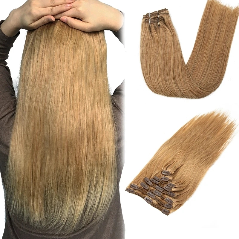 Sowigs Color 27# Clip ins extension  1Pack 8pcs 120grams 100% Virgin Human Hair Natural Color