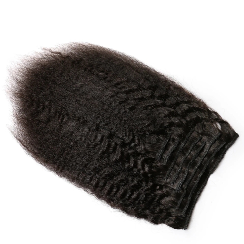Sowigs Kinky Straight Clip ins Extension 120grams/8pcs/pack 100% Human Hair Natural Color