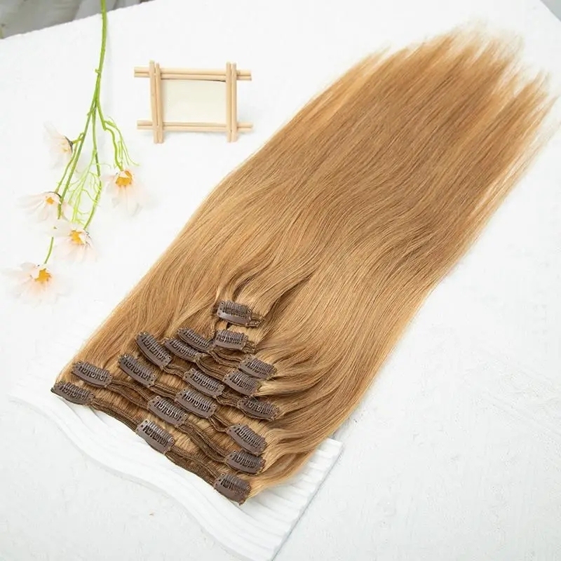 Sowigs Color 27# Clip ins extension  1Pack 8pcs 120grams 100% Virgin Human Hair Natural Color