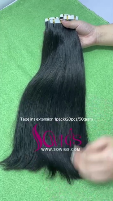 Sowigs Tape ins Extension Straight 12A Gade Virgin Hair 1/3/4 Packs 20/60/80 Pcs Deal