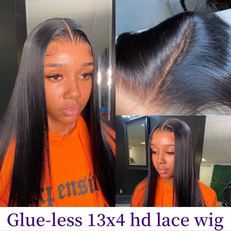 Glueless Full Frontal 13x4 HD Lace Wigs Wear Go Lace Wigs 100% Virgin Human Hair Wigs Natural Color