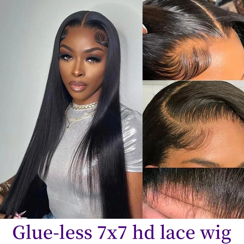 Glueless 7x7 HD Lace Closure Wigs Wear Go Lace Wigs 100% Unprocessed Human Hair Wigs