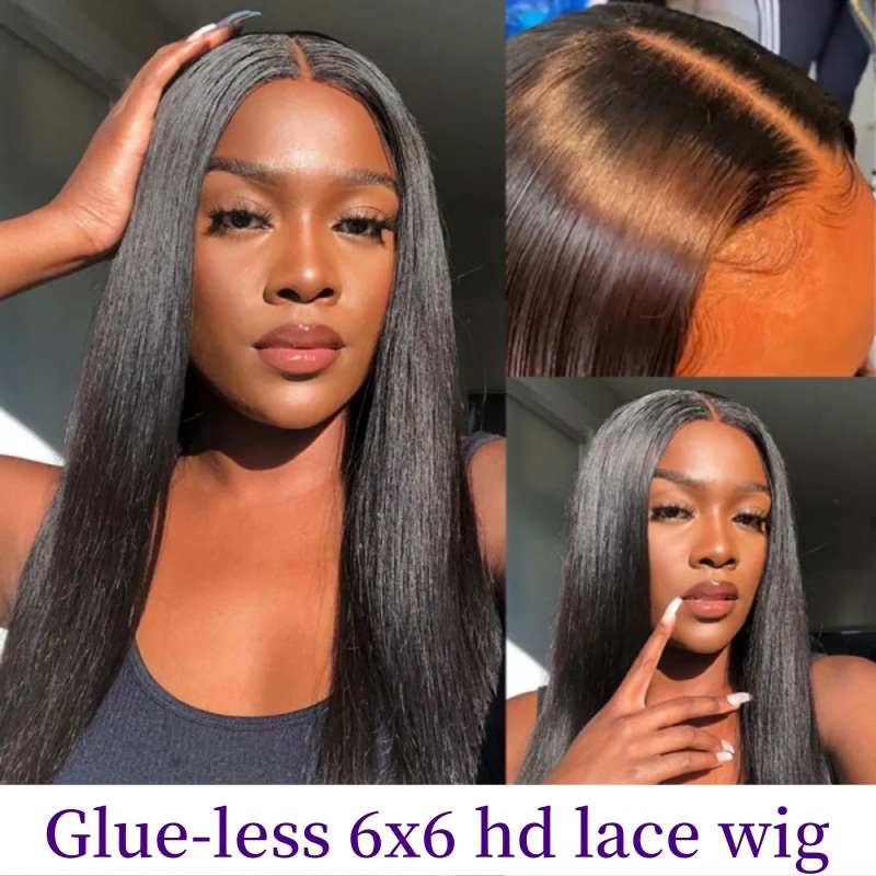 Glueless 6x6 HD Lace Closure Wigs Wear Go Lace Wigs 100% Unprocessed Human Hair Wigs