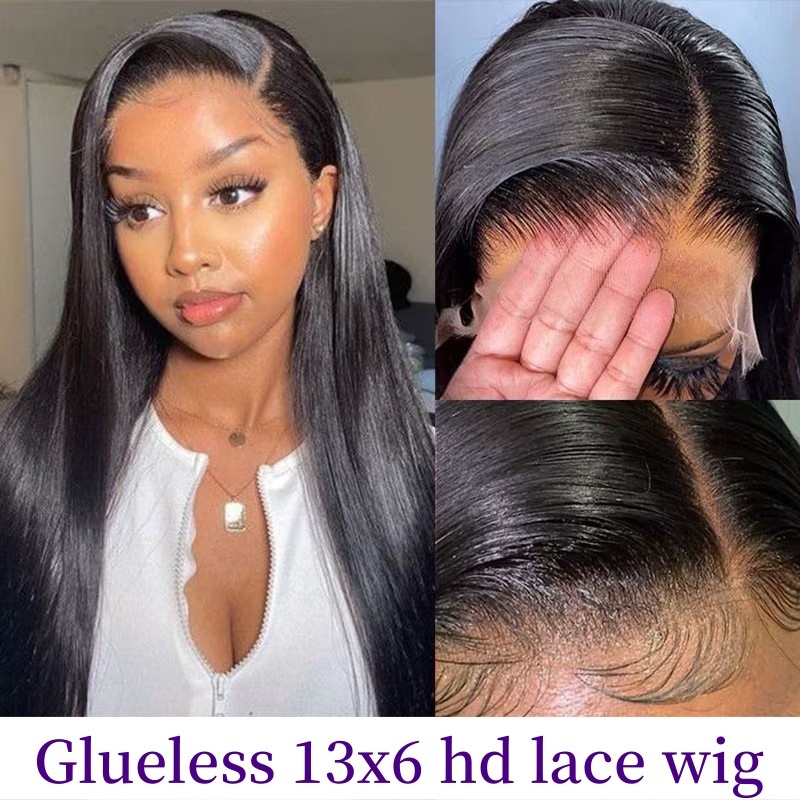 Glueless Full Frontal 13x6 HD Lace Wigs Wear Go Lace Wigs 100% Virgin Human Hair Wigs Natural Color