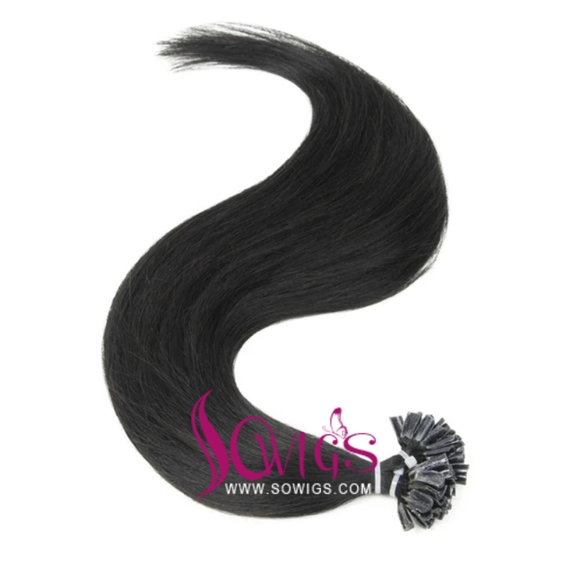 Raw U Tip Hair Extension 100 strands/100g/Pack Straight Human Hair Natural Color