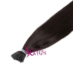 Jet Black Color 1# Raw I Tip Hair Extension 100 strands/100g/Pack Straight Human Hair