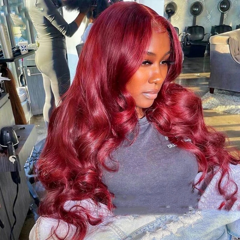 99J Color 13*4 Lace Front Wigs 180% Density Lace Wigs Virgin Human Hair Natural Hairline