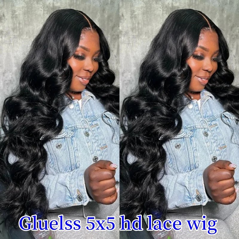 Glueless 5x5 HD Lace Closure Wigs Body Wave 100% Unprocessed Human Hair Wigs Natural Color