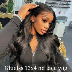 Glueless Full Lace Frontal 13x4 HD Lace Wigs Body Wave 100% Virgin Human Hair Wigs Natural Color