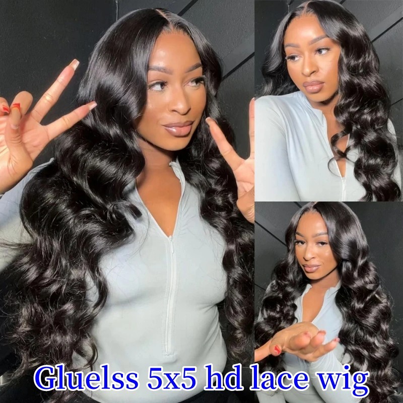 Glueless 5x5 HD Lace Closure Wigs Loose Deep 100% Unprocessed Human Hair Wigs Natural Color