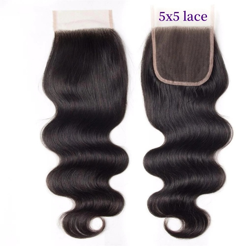 5x5 HD and Transparent Lace Closure 12A Grade 100% Unprocessed Virgin Human Hair Natural Color