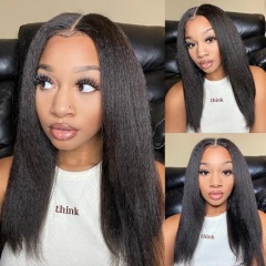 Glueless 5x5 HD Lace Closure Wigs Kinky Straight 100% Unprocessed Human Hair Wigs Natural Color