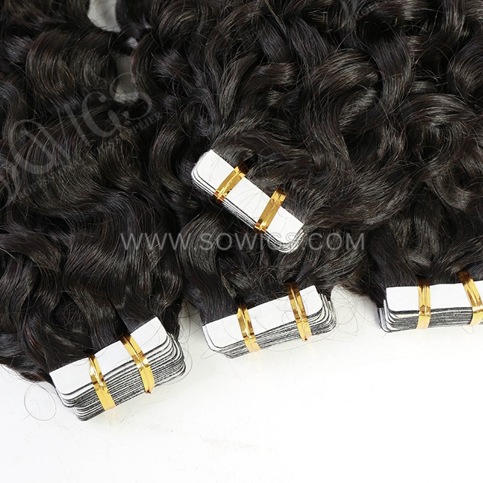 Sowigs Tape ins Extension Water Wave 12A Gade Virgin Hair 1/3/4 Packs 20/60/80 Pcs Deal