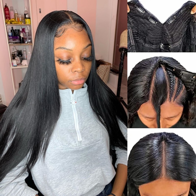 Straight Hair U Part Wigs  V Part Wigs 130% & 300% Density 100% Unprocessed Virgin Human Hair Natural Color