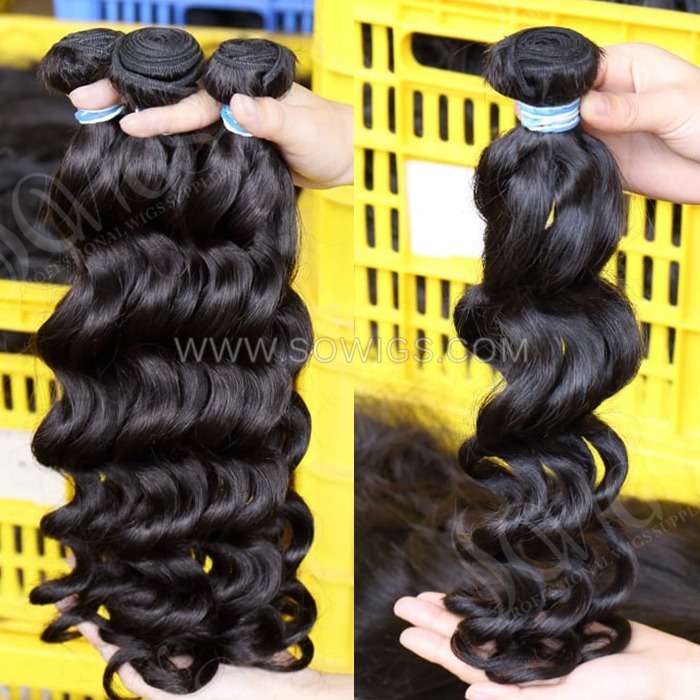 Sowigs 1 Bundle Raw Brazilian Loose Deep 100% unprocessed Virgin Human Hair Extension Natural Color