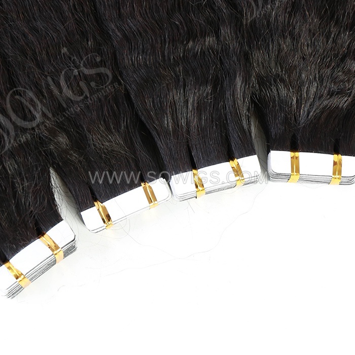 Sowigs Tape ins Extension Kinky Straight 12A Gade Virgin Human Hair 1/3/4 Packs 20/60/80 Pcs Deal
