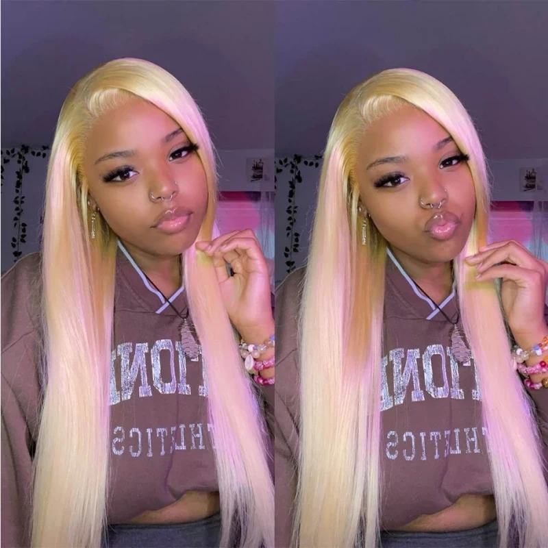 Glueless Blonde 613# Full Frontal HD Lace 13x4 Lace Wigs 100% Virgin Human Hair Wigs