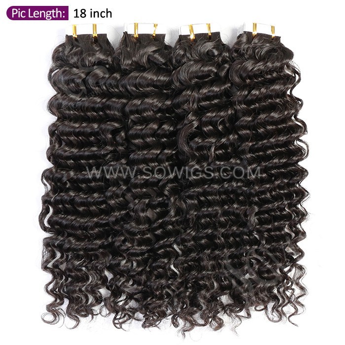 Sowigs Tape ins Extension Deep Curly 12A Gade Virgin Hair 1/3/4 Packs 20/60/80 Pcs Deal