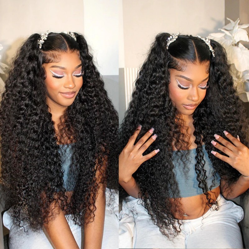 Sowigs 12A Grade Full Lace Wigs Deep Wave Transparent Lace 130% Density Virgin Human Hair Natural Color
