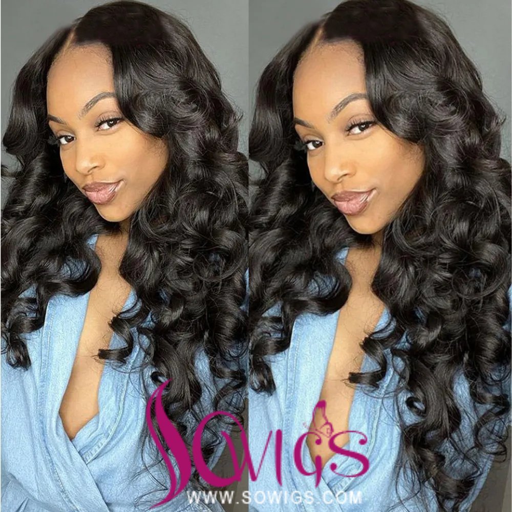 12-40inch U Part Wigs V Part Wigs 150% /200% 300% Density Loose Wave Virgin Human Hair Natural Color