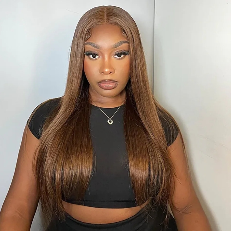 Dark Brown Color 4# Glueless 5x5 HD Lace Closure Wigs Wear Go Lace Wigs 100% Unprocessed Human Hair Wigs