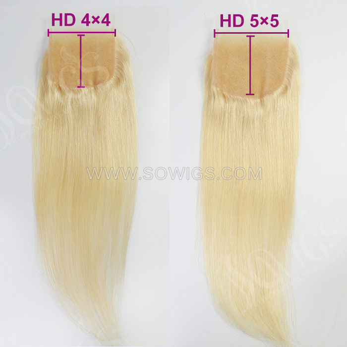 Blonde Color 613# 4x4 and 5x5 HD Lace Closure 100% Virgin Human Hair