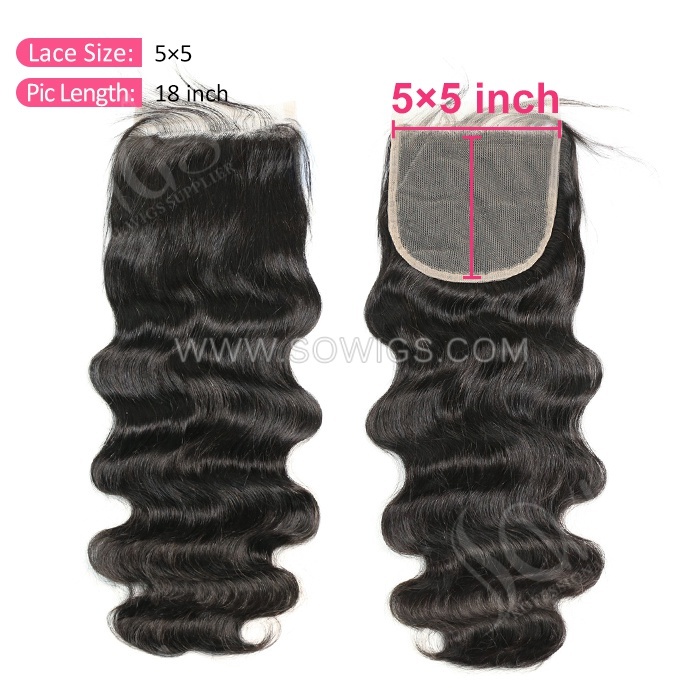 5x5 HD and Transparent Lace Closure 12A Grade 100% Unprocessed Virgin Human Hair Natural Color